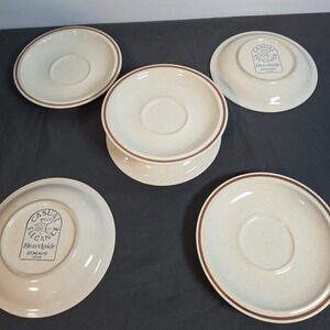 Hearthside Casual Elegance Brown Stripe Stoneware bread plate 6 Pieces
